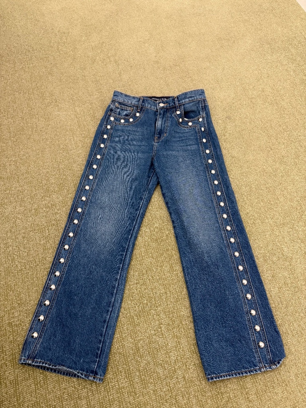 Veronica Beard Dylan Studded Straight Leg Jeans Stoned Serendipity Size 27